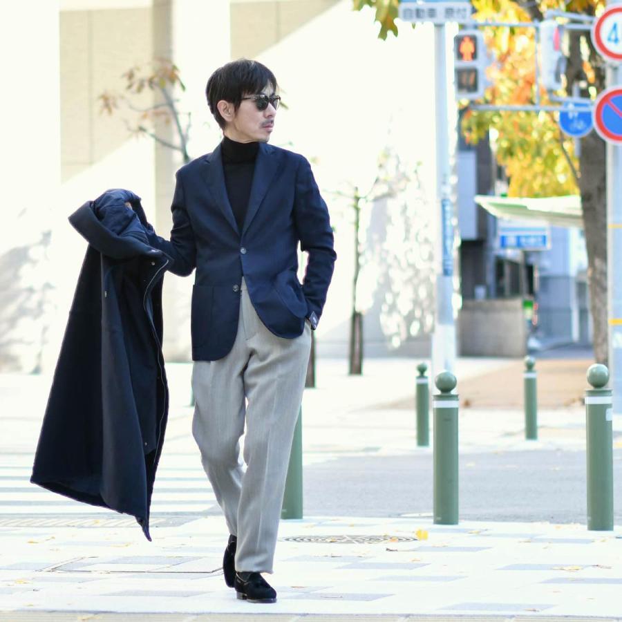 BARBA【バルバ】シングルジャケット EASY J1 51065 90 ウール ホップサック ネイビーの画像