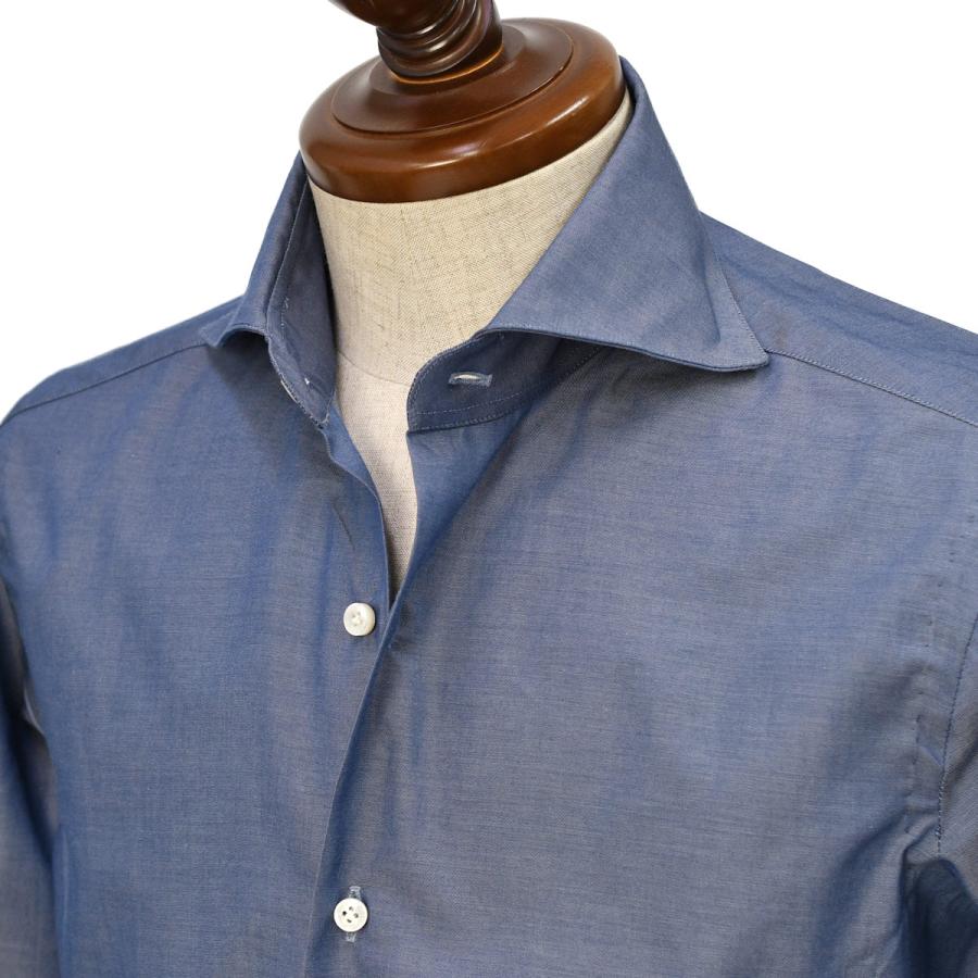 BARBA【バルバ】ホリゾンタルワイドカラーシャツ BRUNO 50097 2 コットン シャンブレー ブルー | BARBA | 02