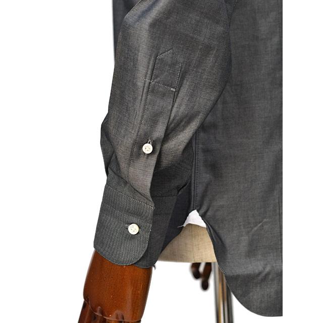 BARBA【バルバ】ホリゾンタルワイドカラーシャツ BRUNO 50097 4 コットン シャンブレー グレー | BARBA | 04