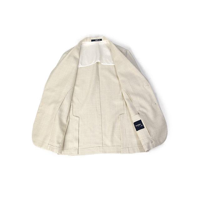 BARBA【バルバ】シングルジャケット EASY J1 53015 10 ウール シルク リネン 千鳥 ベージュの画像