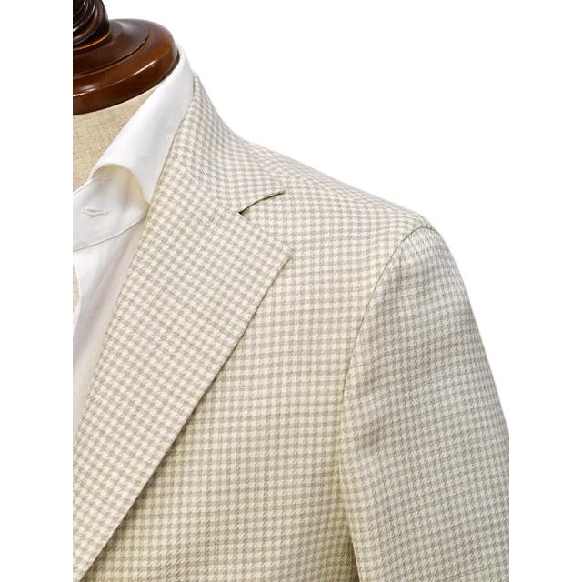 BARBA【バルバ】シングルジャケット EASY J1 53015 10 ウール シルク リネン 千鳥 ベージュの画像