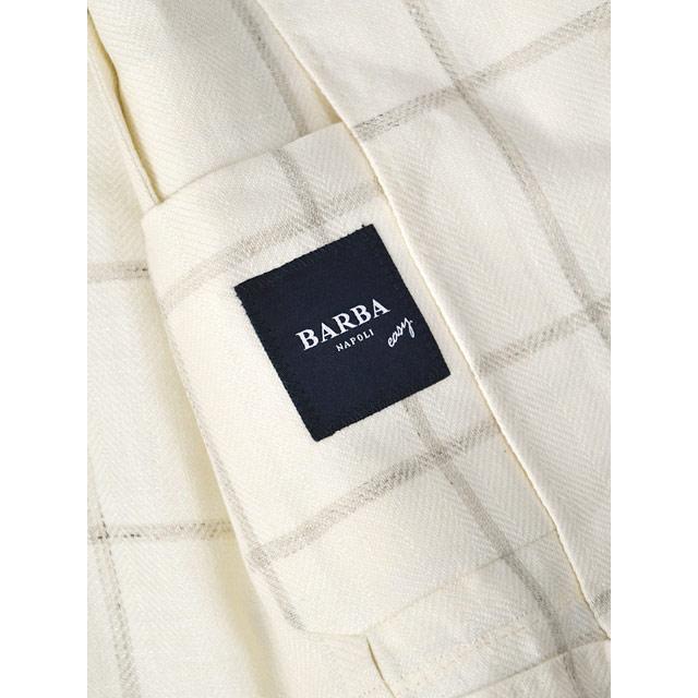 BARBA【バルバ】シングルジャケット EASY J1 53076 5 リネン ヴァージンウール エクリュ×グレージュの画像