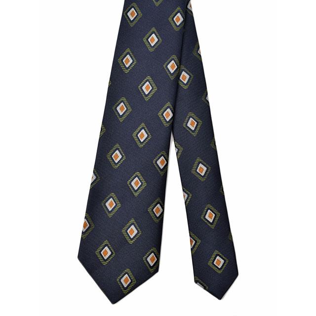 FRANCO BASSI スクエア柄幾何学模様 シルクネクタイ FRANCO BASSI（フランコバッシ）の「FRANCO BASSI / シルク