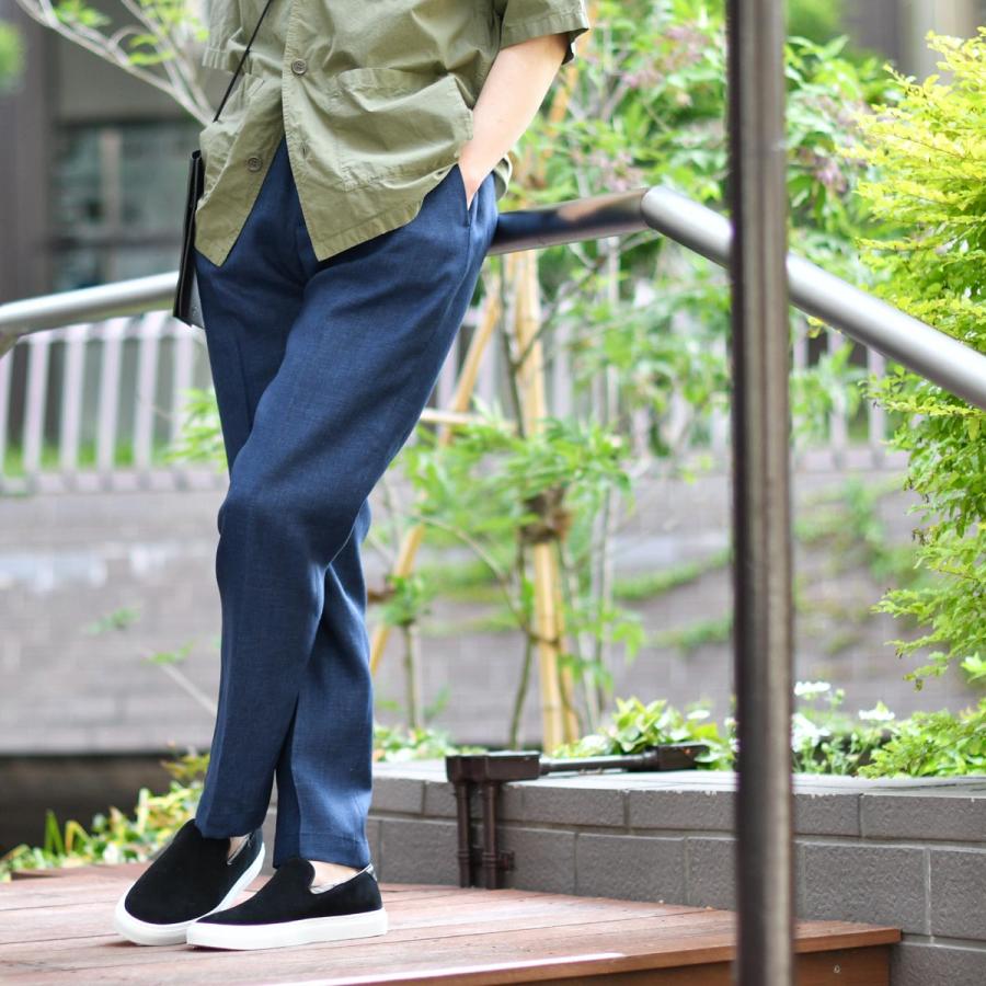 BRIGLIA1949 イージーパンツ WIMBLEDON　リネン　ブラック BRIGLIA 1949 ブリリア テーパードパンツ WIMBLEDONS