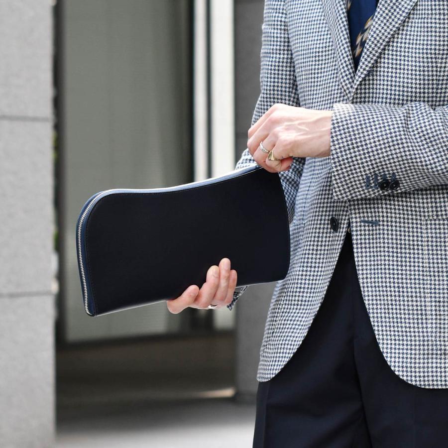 CHAMBORD SELLIER【シャンボールセリエ】クラッチバッグ CH.465 ANGER MINI LAGUN FLAG シボ革 ネイビー | CHAMBORD SELLIER | 08