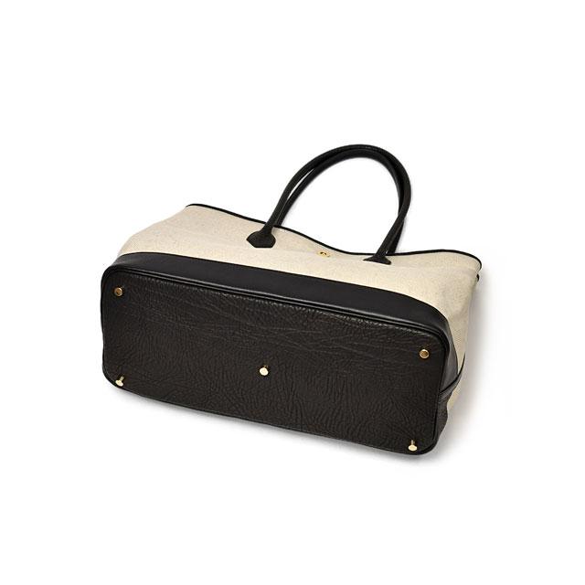 CISEI【チセイ/シセイ】別注トートバッグ 946 BG LD NATUREL/NERO キャンバス レザー クレイジーパターン アイボリー×ブラック | Cisei | 13