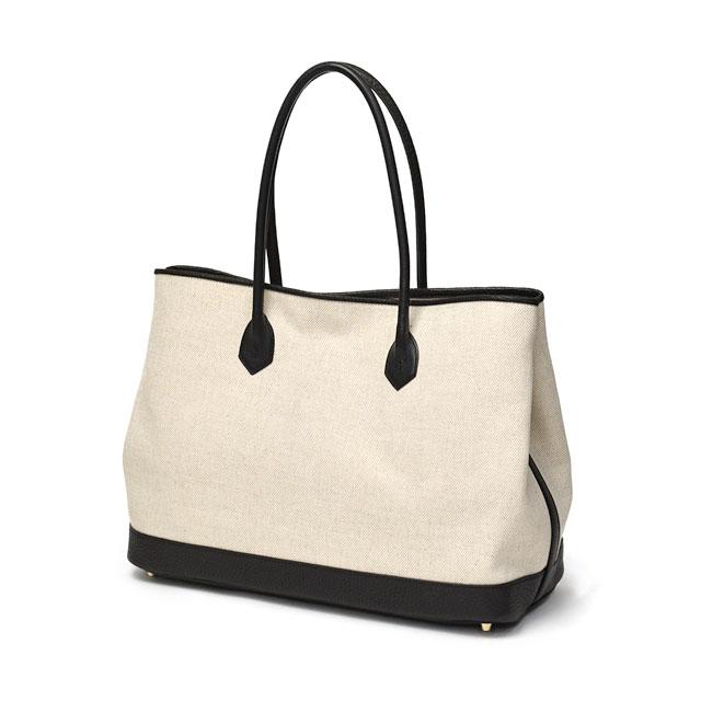 CISEI【チセイ/シセイ】別注トートバッグ 946 BG LD NATUREL/NERO キャンバス レザー クレイジーパターン アイボリー×ブラック | Cisei | 02