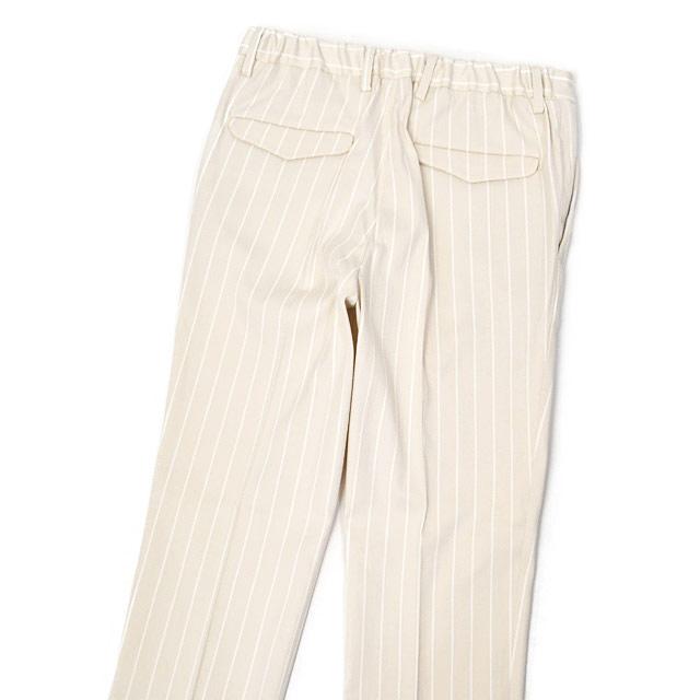 DEVORE Incipit【デヴォレインチピット】ワンプリーツイージーパンツ DVR15 F1009 110 ポリエステル コットン ストレッチ ストライプ エクリュ×ホワイト |  | 03
