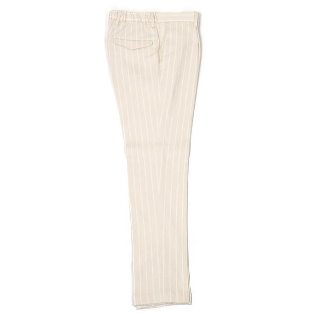 DEVORE Incipit【デヴォレインチピット】ワンプリーツイージーパンツ DVR15 ポリエステル ストレッチ ストライプ エクリュ×ホワイト | INCIPIT | 04