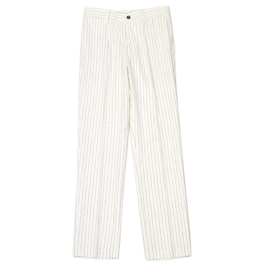 DEVORE Incipit【デヴォレインチピット】ワンプリーツイージーパンツ DVR15 F1070 コットン ピンストライプ ホワイト×ブラック | INCIPIT | 01