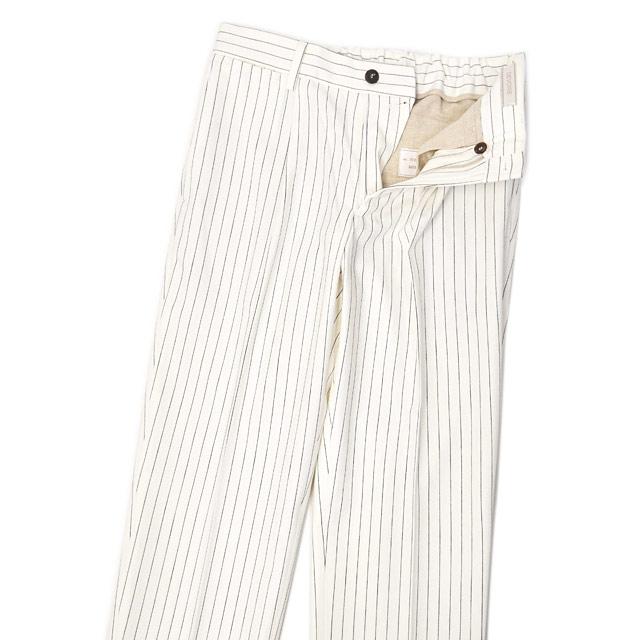 DEVORE Incipit【デヴォレインチピット】ワンプリーツイージーパンツ DVR15 F1070 コットン ピンストライプ ホワイト×ブラック | INCIPIT | 02