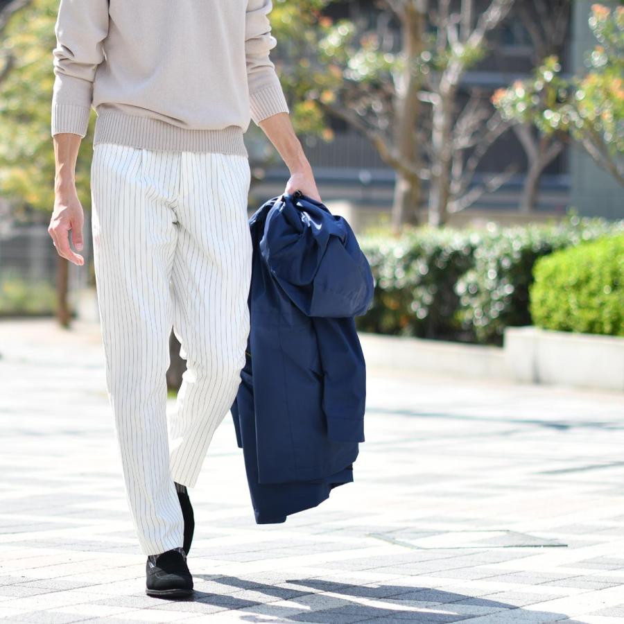 DEVORE Incipit【デヴォレインチピット】ワンプリーツイージーパンツ DVR15 F1070 コットン ピンストライプ ホワイト×ブラック | INCIPIT | 06