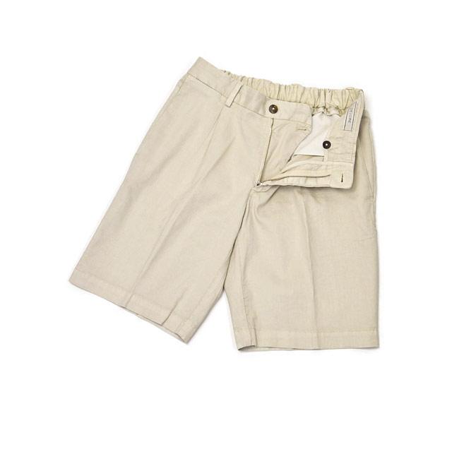 【FINAL SALE】DEVORE Incipit【デヴォレインチピット】ワンプリーツイージーショートパンツ D155C G049 562リネン コットン ストレッチ ナチュラル |  | 01