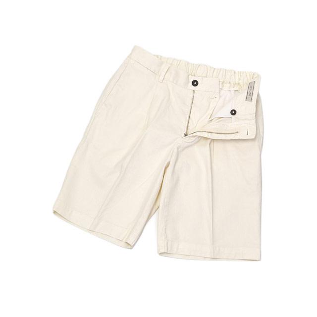 【FINAL SALE】DEVORE Incipit【デヴォレインチピット】ワンプリーツイージーショートパンツ D155C G049 リネン コットン ストレッチ オフホワイト |  | 01