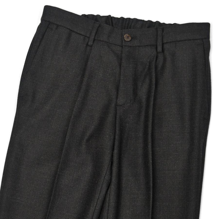 DEVORE Incipit【デヴォレ インチピット】ワンプリーツイージーパンツ DVR15 W2102 214 ポリエステル ウール コットン ツイル チャコールグレー | 