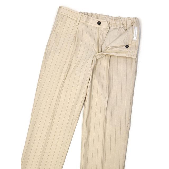 【ポイント5倍】DEVORE Incipit【デヴォレ インチピット】ワンプリーツイージーパンツ DVR15 F1081 110 ストライプ ナチュラル×ブラウン |  | 02