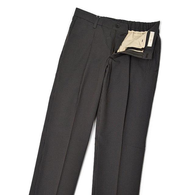 【ポイント5倍】DEVORE Incipit【デヴォレ インチピット】ワンプリーツイージーパンツ DVR15 K1010 400 コットン ブラウン×ネイビー |  | 02