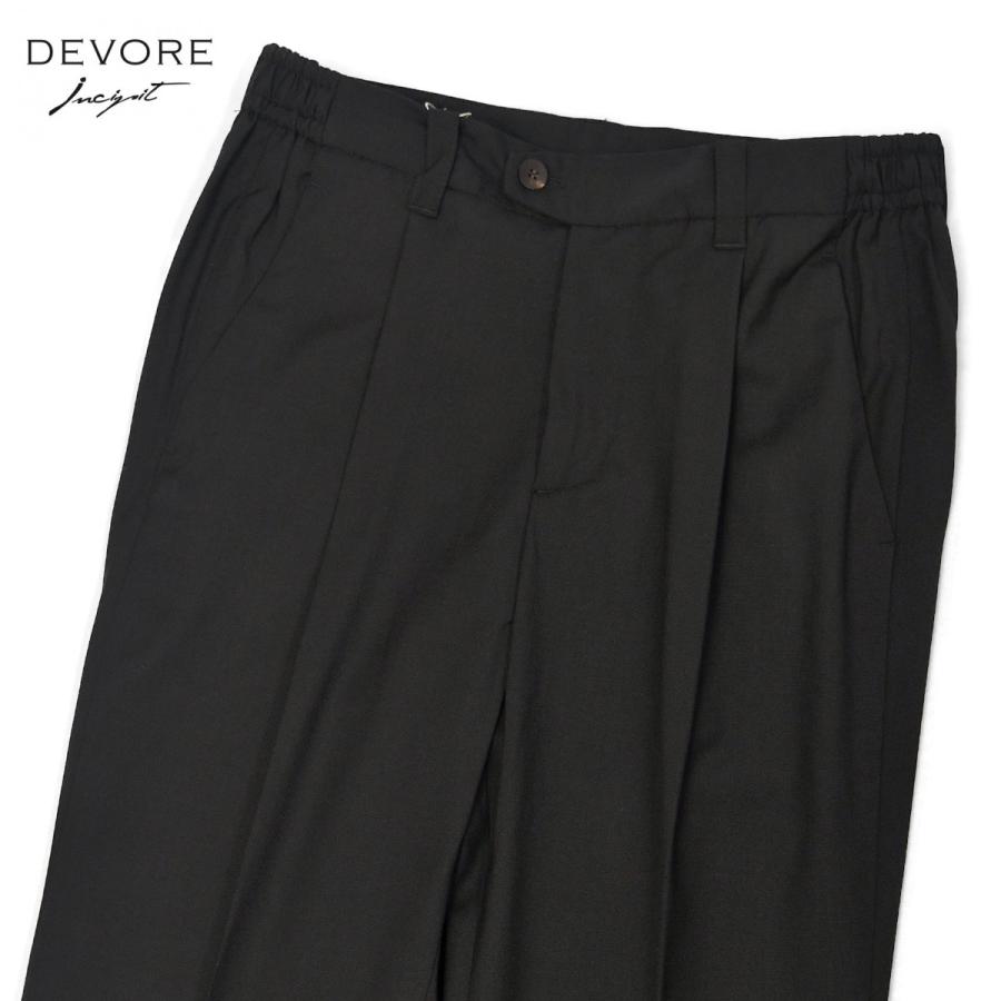 【ポイント5倍】DEVORE Incipit【デヴォレ インチピット】ワンプリーツイージーパンツ DVR47 W2007 001 ウォッシャブルウール ポリエステル ブラック | 