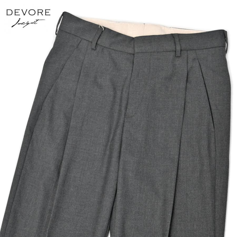 DEVORE Incipit【デヴォレ インチピット】ワンプリーツパンツ DANTE DVR51 A1036 205 ポリエステル ウール ビスコース ストレッチ グレー | 