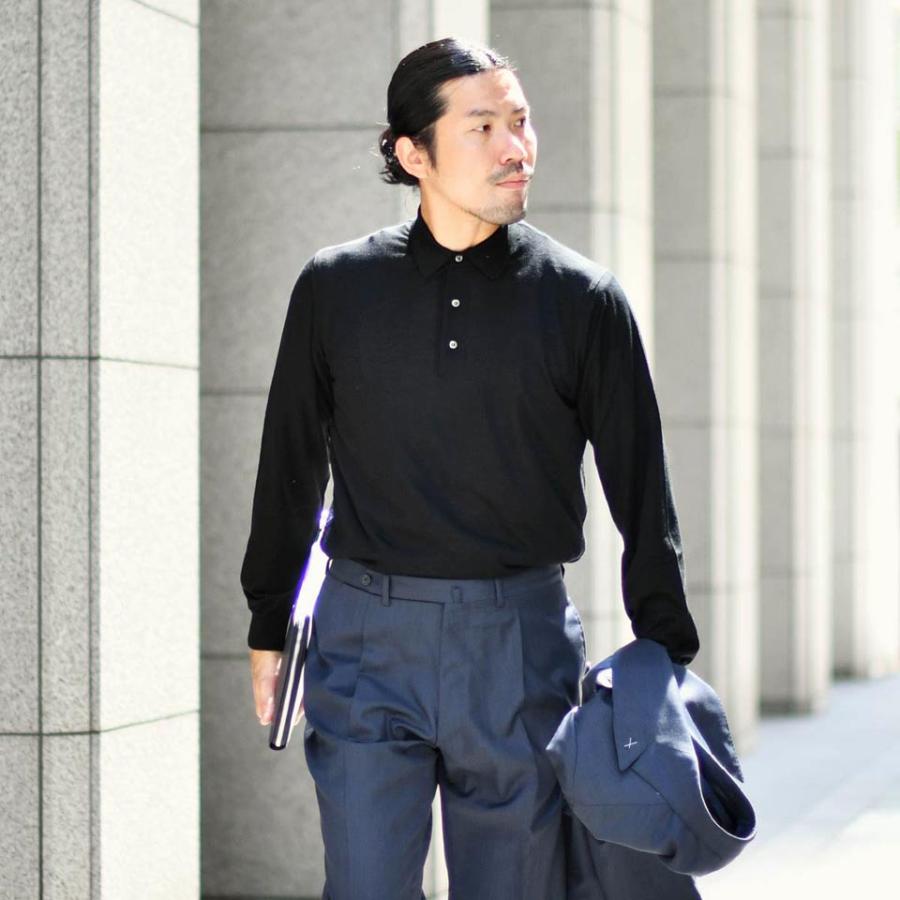 FEDELI【フェデーリ】ハイゲージニットポロ SPORTMAN M.L. LANA 140 7 SUPER140's ウール ブラック | FEDELI | 05