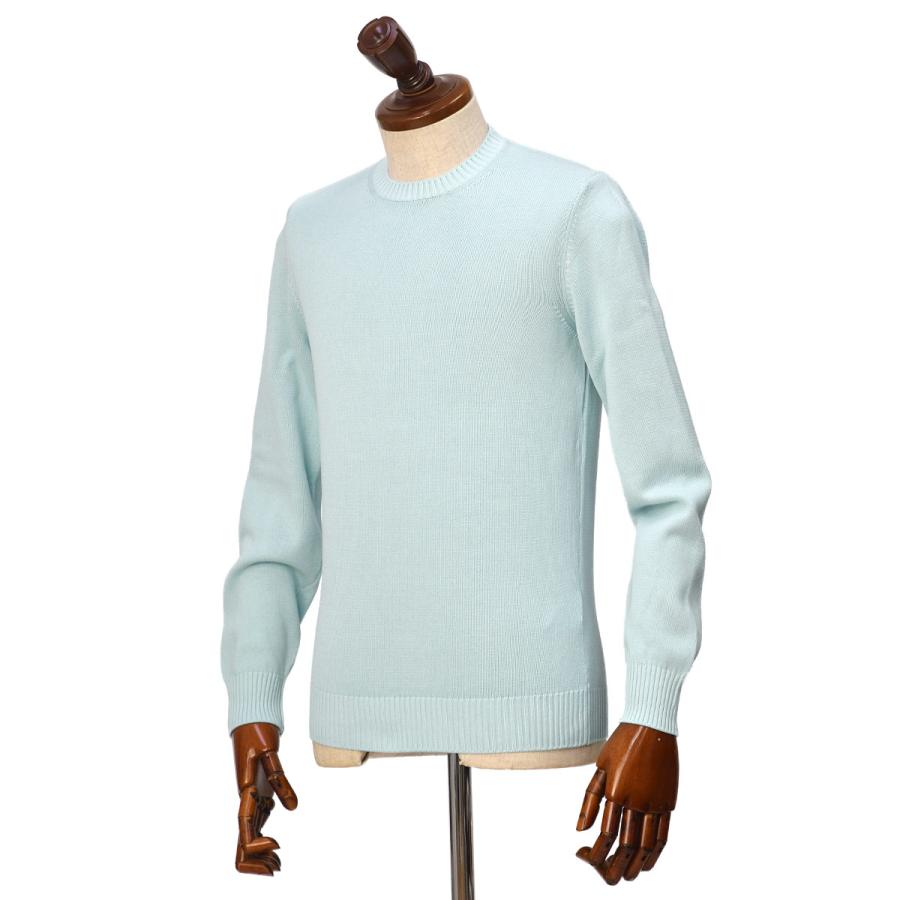 FEDELI【フェデーリ】クルーネックニット ARG.8 ML. GIZA L. DUSTY 40 8G コットン スカイブルー | FEDELI