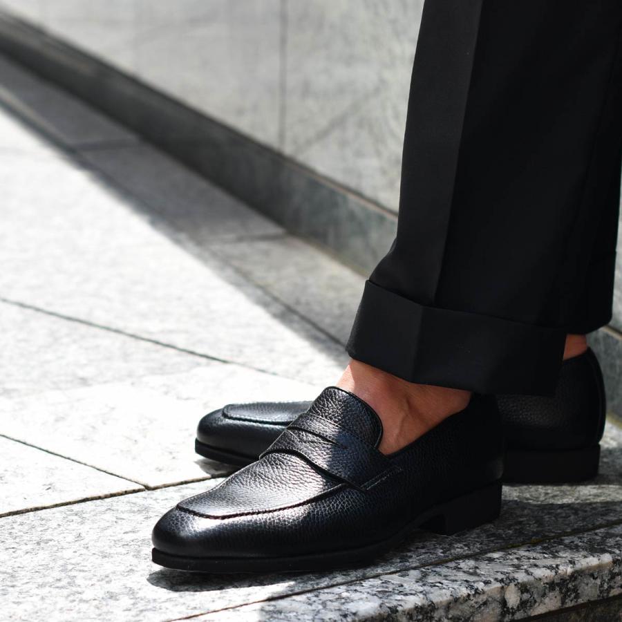 Ferrante【フェランテ】コインローファー ELEGANT RASTY NERO シボ革 ブラックの画像