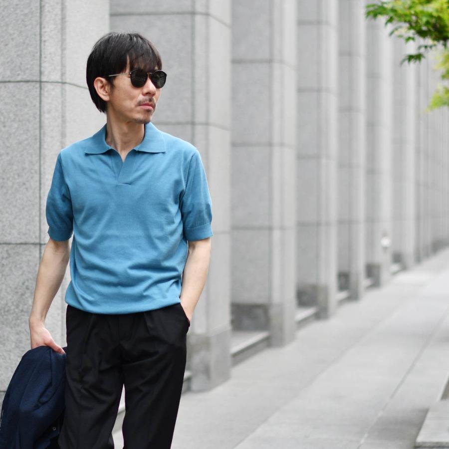 FILIPPO DE LAURENTIIS 【フィリッポ デ ローレンティス】スキッパーポロ PL1MCSK SU12R 870 ギザコットン 12G セルリアンブルー_5