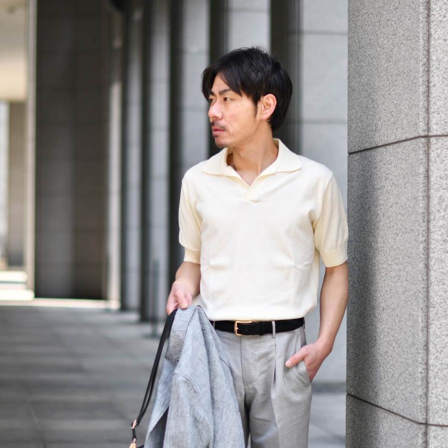 FILIPPO DE LAURENTIIS 【フィリッポ デ ローレンティス】スキッパーポロ PL1MCSK SU12R 020 ギザコットン 12G オフホワイト_5