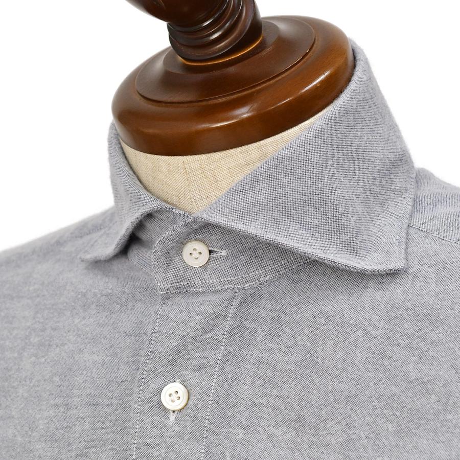 Finamore【フィナモレ】シャツ PIERO BALI C0615 5 コットン ライトフランネル オックスフォード ブルーグレー | Finamore | 02