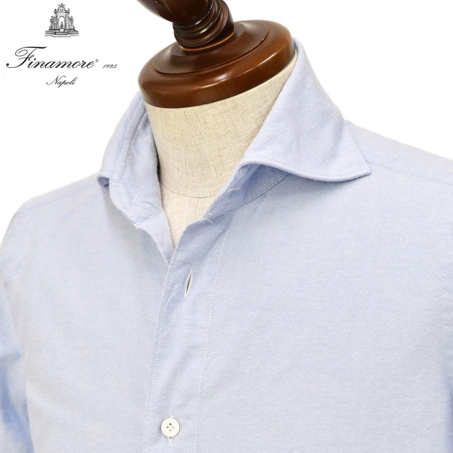 Finamore【フィナモレ】シャツ PIERO BALI C0615 4 コットン ライトフランネル オックスフォード サックスブルー | Finamore