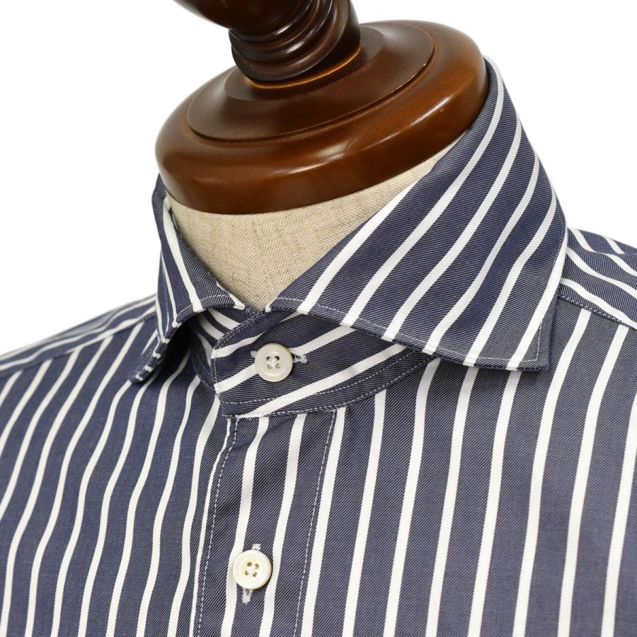 Finamore【フィナモレ】シャツ PIERO BALI C0624 1 コットン ワイドストライプ ネイビー×ホワイト | Finamore | 02