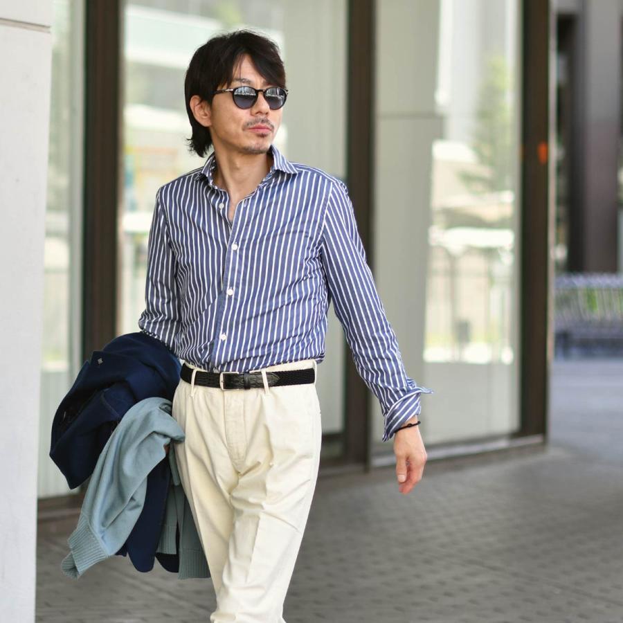 Finamore【フィナモレ】シャツ PIERO BALI C0624 1 コットン ワイドストライプ ネイビー×ホワイト | Finamore | 07