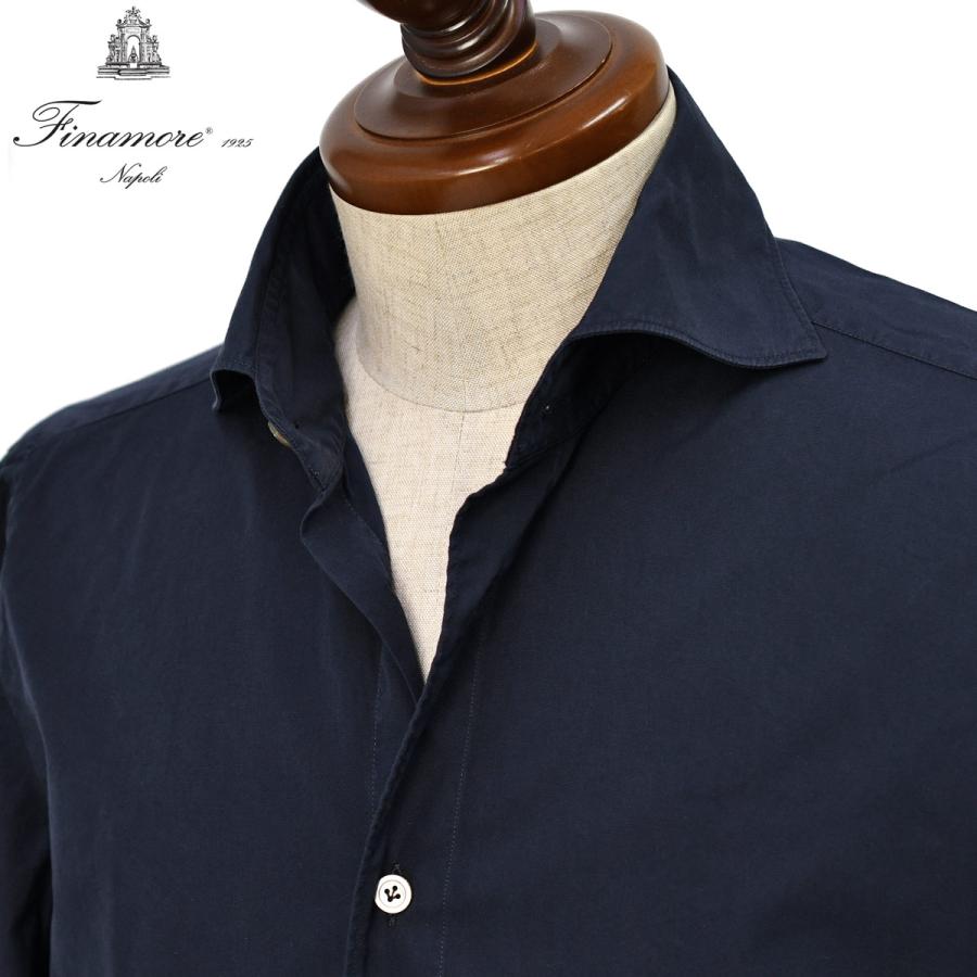 Finamore【フィナモレ】シャツ PIERO BALI C0617E 3 コットン ポプリン ネイビー | Finamore