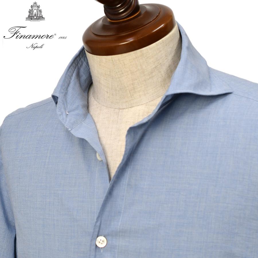 Finamore【フィナモレ】シャツ PIERO BALI C0684 5 コットン シャンブレー インディゴ | Finamore