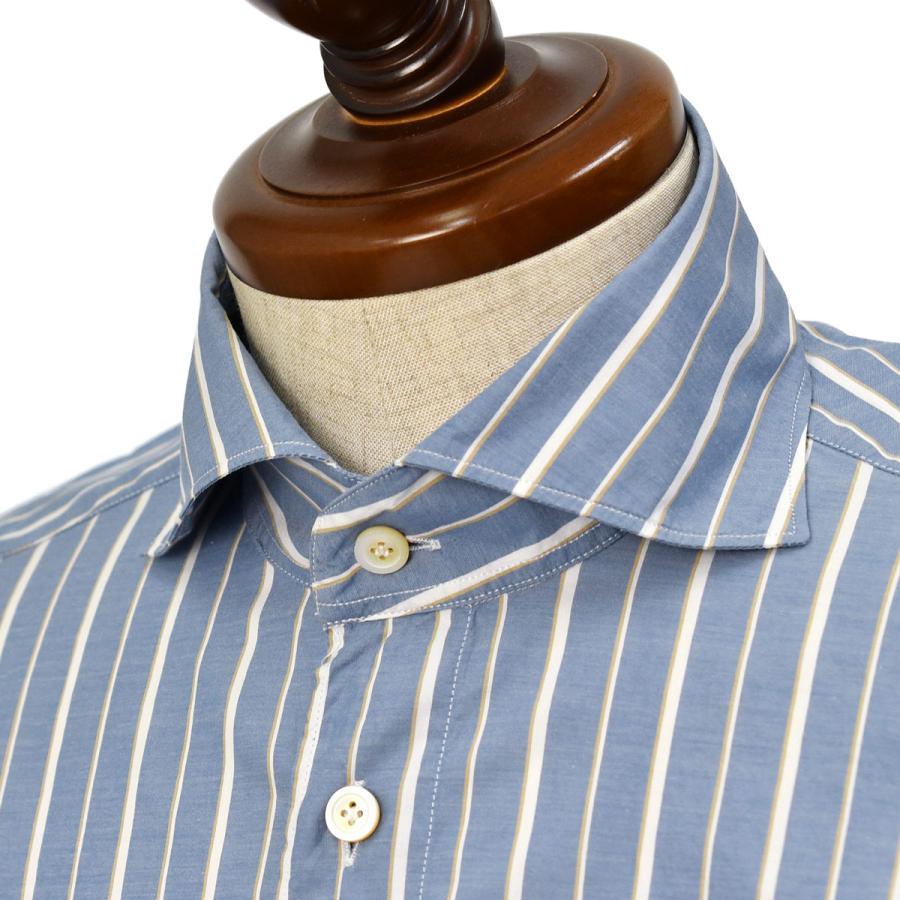 Finamore【フィナモレ】シャツ PIERO BALI M0675 5 コットン 白抜き マルチストライプ ブルー ベージュ | Finamore | 02