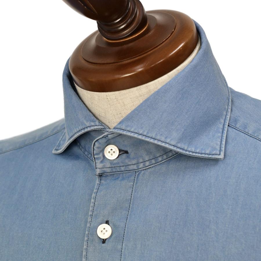 Finamore【フィナモレ】シャツ PIERO BALI C0160D 11 コットン ダンガリー ブリーチ ブルー | Finamore | 02