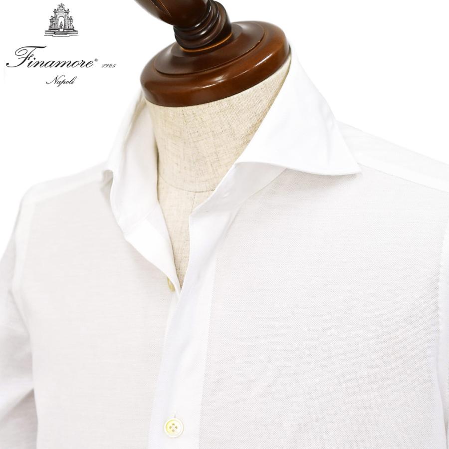 Finamore【フィナモレ】シャツ PIERO DENVER P5077J 1 コットン ジャージ ホワイト | Finamore