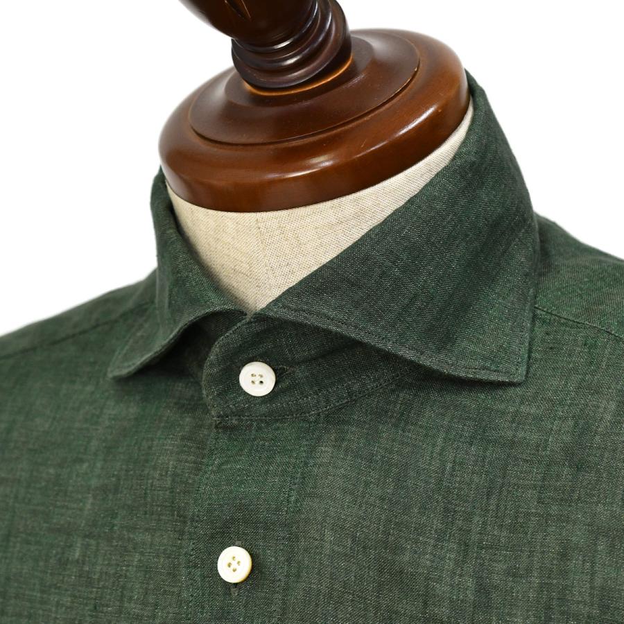 Finamore【フィナモレ】シャツ PIERO BALI C0650 18 リネン エバーグリーン | Finamore | 02