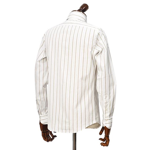 Finamore【フィナモレ】シャツ PIERO BALI P5052 2 コットン オルタネイトストライプ ホワイト×ベージュ | Finamore | 03