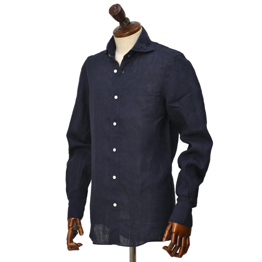 Finamore【フィナモレ】シャツ PIERO BALI C0650 11 リネン ネイビー | Finamore | 01