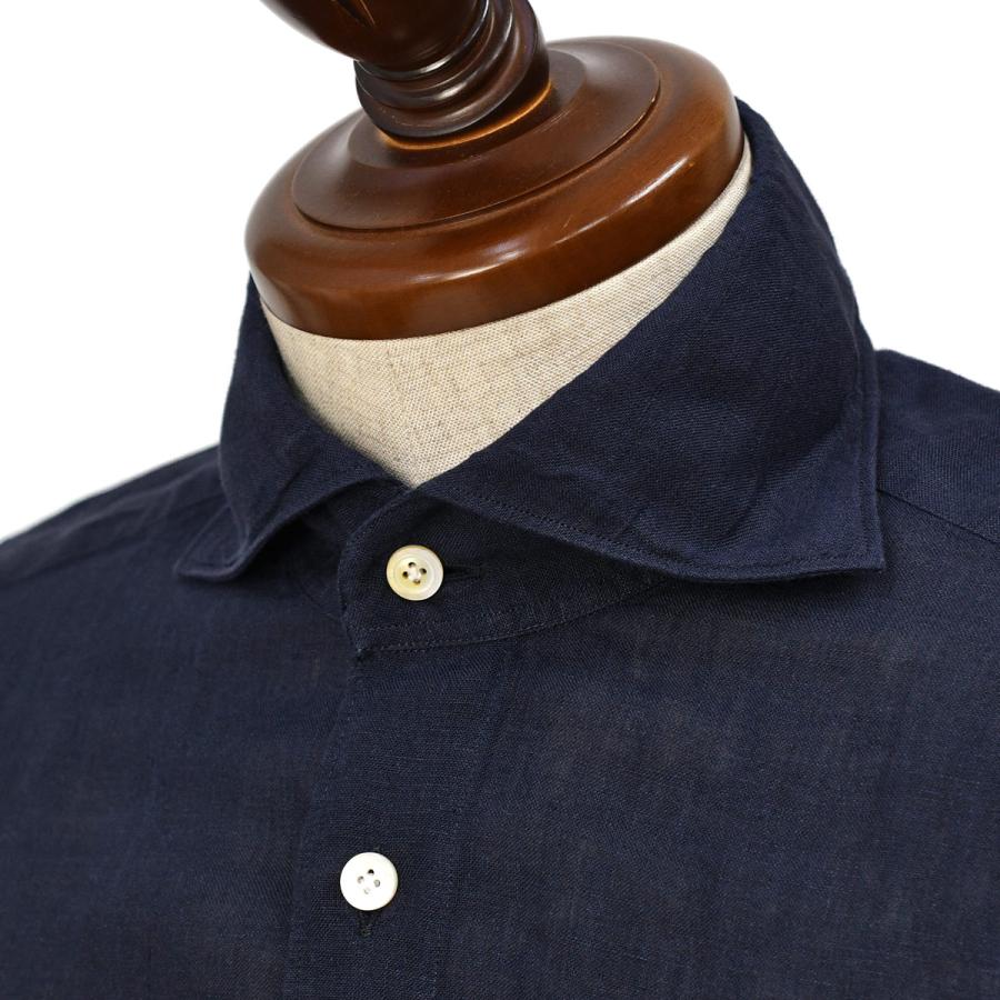 Finamore【フィナモレ】シャツ PIERO BALI C0650 11 リネン ネイビー | Finamore | 02