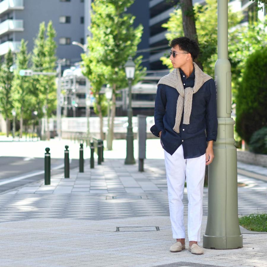 Finamore【フィナモレ】シャツ PIERO BALI C0650 11 リネン ネイビー | Finamore | 07