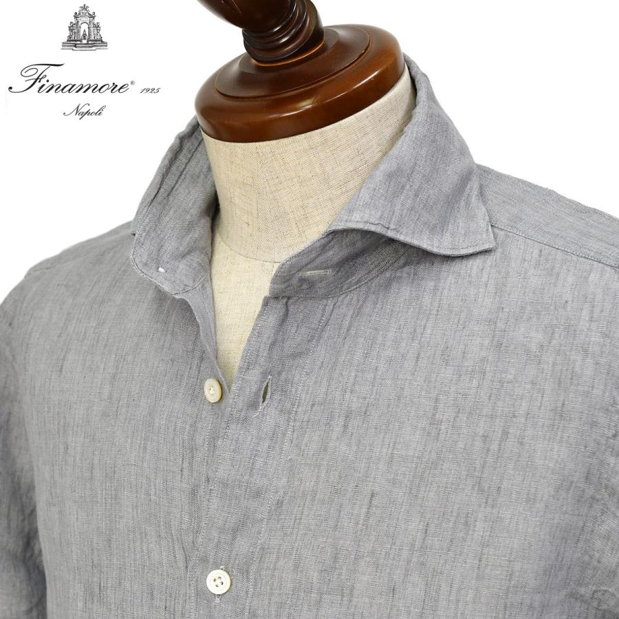 Finamore【フィナモレ】シャツ PIERO BALI C0650 13 リネン スカイグレー | Finamore