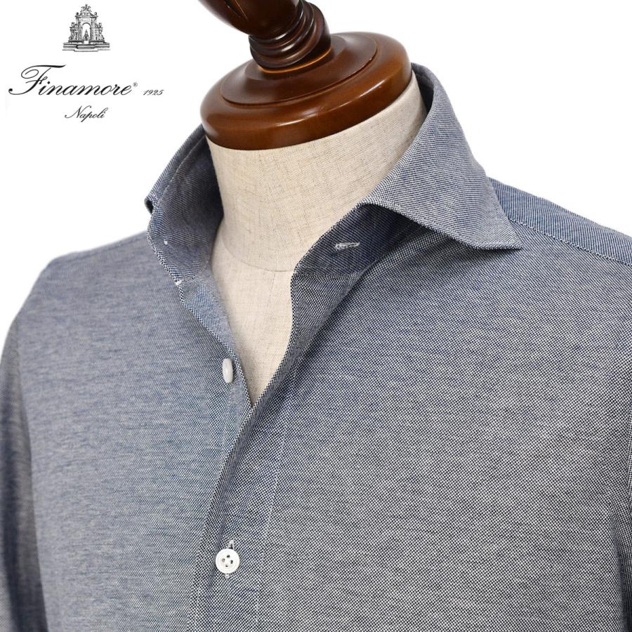 【SALE】Finamore【フィナモレ】シャツ PIERO DENVER P4053J 6 コットン ジャージ ブルー | Finamore