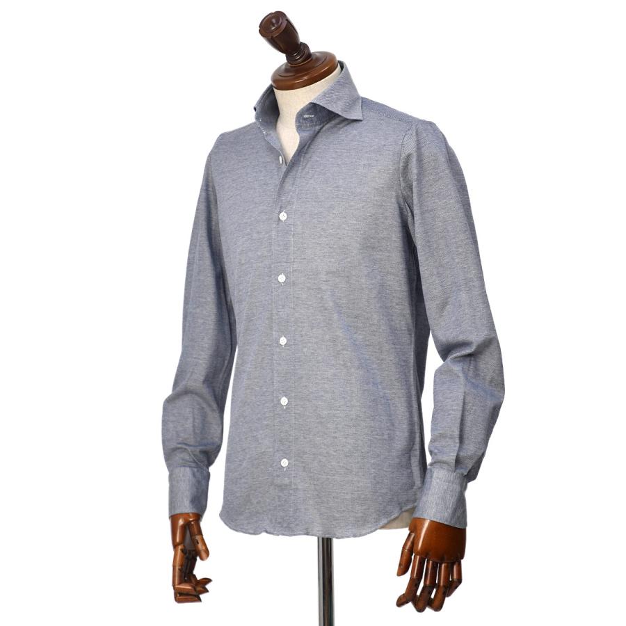 【SALE】Finamore【フィナモレ】シャツ PIERO DENVER P4053J 6 コットン ジャージ ブルー | Finamore | 01