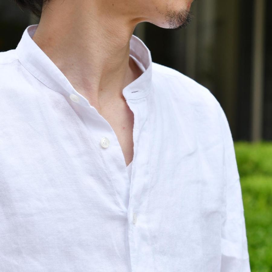 Finamore【フィナモレ】バンドカラーシャツ LORENZO BALI C0032 13 リネン ホワイト Finamore【フィナモレ】バンドカラーシャツ LORENZO BALI C0032 13 リネン ホワイト