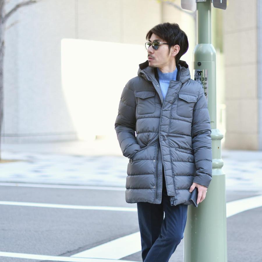 ゆゆ　Herno ダウンジャケット グレー フード付き44 HERNO 【SALE】【size44】HERNO【ヘルノ】フードダウンブルゾン