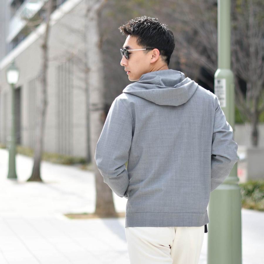 【FINAL SALE】HERNO【ヘルノ】フーデッドブルゾン GI000481U 12678 99439  ポリエステル ヴァージンウール ストレッチ グレーの画像