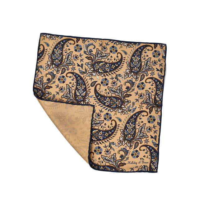 【新品】Holliday & Brown／ビッグペイズリー／プリント／ベージュ HOLLIDAY＆BROWN＞ビッグ ペイズリー ネクタイ