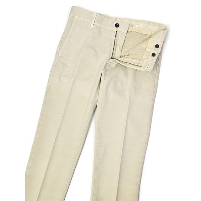 INCOTEX SLACKS【インコテックス スラックス】ノープリーツパンツ 18S100 40600 412 コットン ストレッチ ガーメントダイ アイボリーの画像